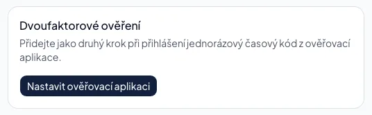 Nastavení ověřovací aplikace
