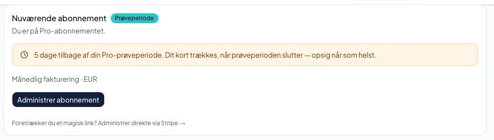 Sådan ændrer du abonnement, pladser eller tilkøb