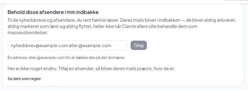 Sådan beholder du bestemte afsendere i din indbakke