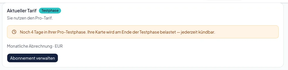 Tarif, Plätze oder Add-ons ändern
