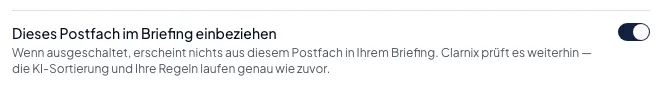 Ein Postfach aus deinem Briefing heraushalten