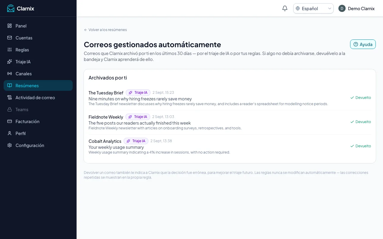 Gestionados automáticamente