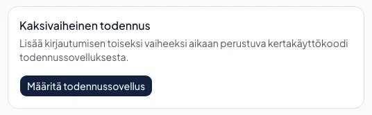 Todennussovelluksen määrittäminen
