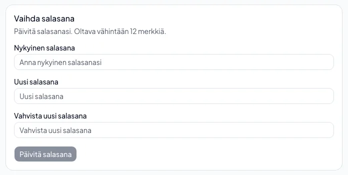 Salasanan vaihtaminen
