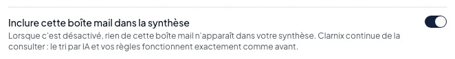 Exclure une boîte mail de ta synthèse