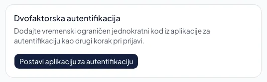 Postavljanje aplikacije za autentifikaciju