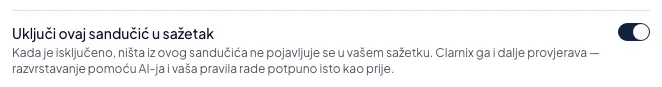 Kako sandučić izostaviti iz sažetka