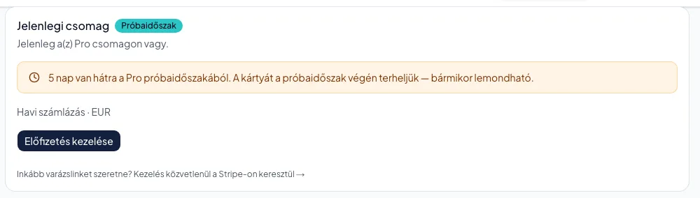 Csomag, helyek vagy kiegészítők módosítása