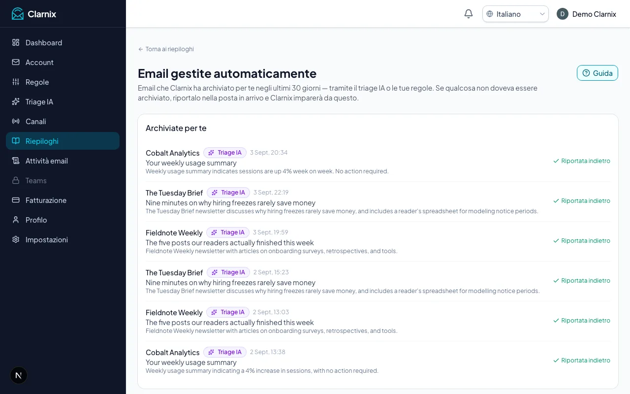 Gestite automaticamente
