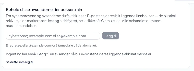 Å holde bestemte avsendere i innboksen