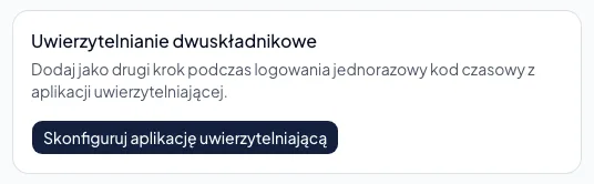 Konfiguracja aplikacji uwierzytelniającej