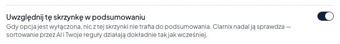 Jak wyłączyć skrzynkę z podsumowania