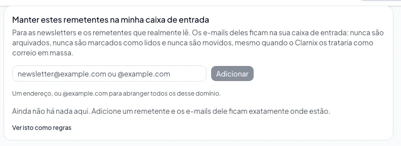 Manter certos remetentes na sua caixa de entrada