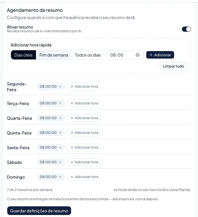 Horário dos resumos
