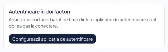 Configurarea unei aplicații de autentificare
