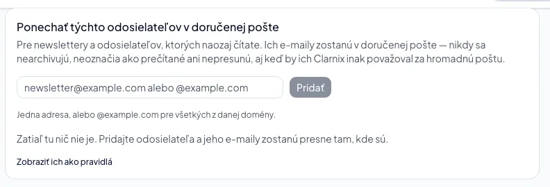Ako nechať určitých odosielateľov v doručenej pošte