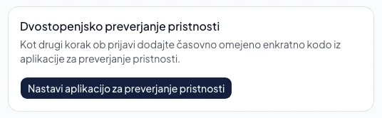 Nastavitev aplikacije za preverjanje pristnosti