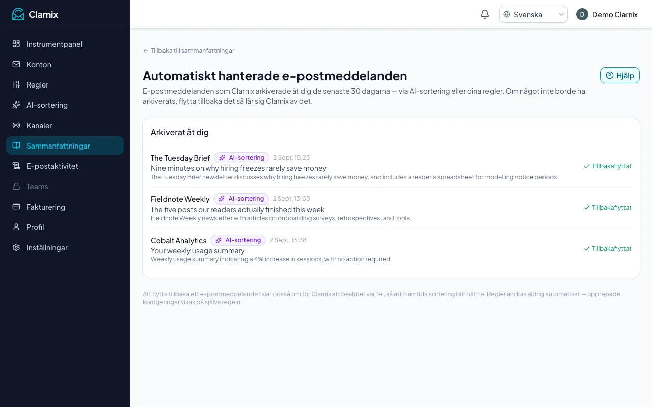 Automatiskt hanterade