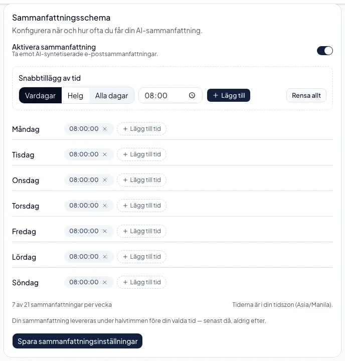 Sammanfattningsschema